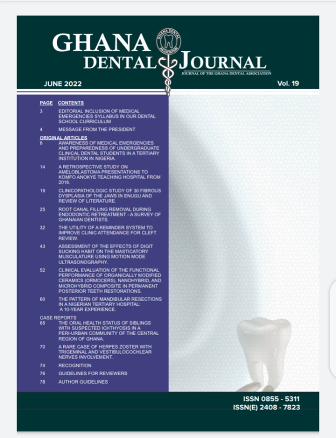 					View Vol. 19 (2022): Ghana Dental Journal 
				